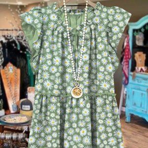 Elegant Floral Print Ruffled Dress